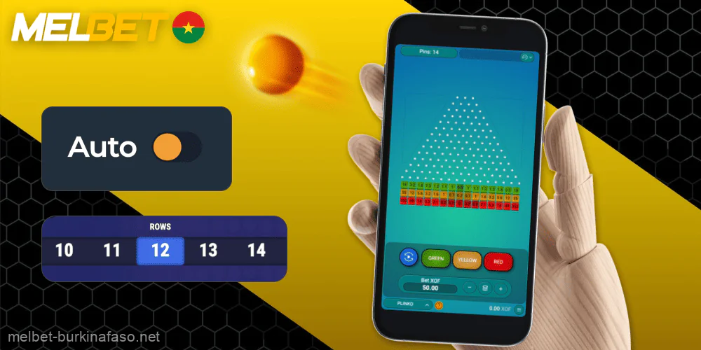 Options principales du jeu Melbet Burkina Faso Plinko